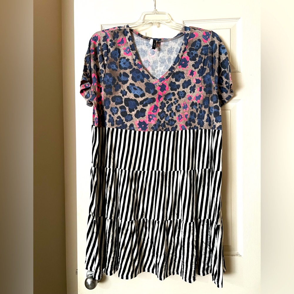 Glitzy Girl Boutique Cheetah Stripe Midi Dress - 3X